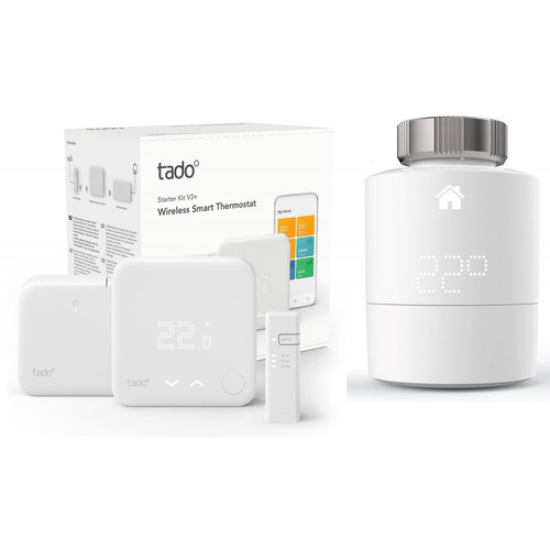 Tado - Kit de démarrage V3+ - Thermostat Intelligent sans fil + 1x Tête thermostatique Tado - Soldes Maison connectée