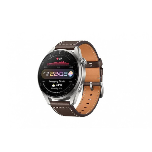 Huawei - Watch 3 Pro Classic - 4G - Bracelet Cuir Marron Huawei - Montre connectée Etanche