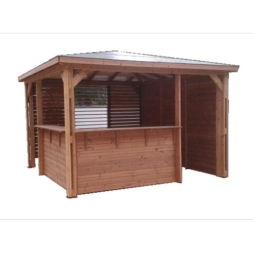 Habrita - Pool house BLUETERM bois traité très haute température avec poteaux 14 x 12 cm Habrita  - Aménagement extérieur