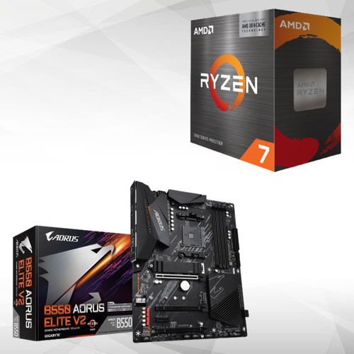 Amd - Ryzen™ 7 5800X 3D - 3.4/4.5 GHz + B550 AORUS Elite V2 Amd  - Kit d'évolution