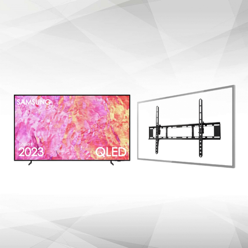Samsung - TV QLED 4k 55" 138cm - QE55Q60CAUXXH - 2023 + Support TV mural 37-70" Samsung  - TV QLED Samsung TV, Home Cinéma