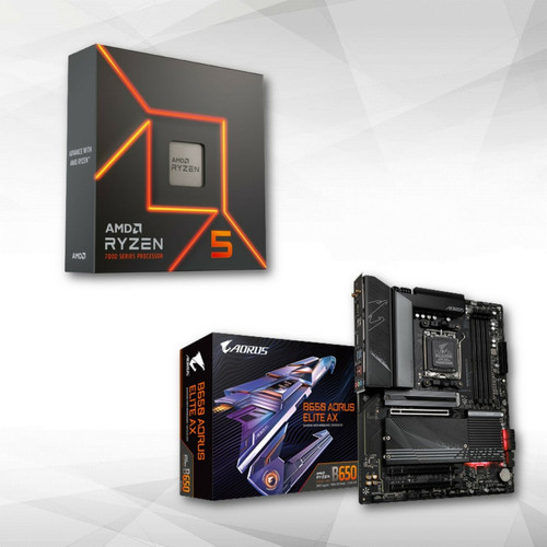 Amd - AMD Ryzen 5 7600X (4.7 GHz / 5.3 GHz) + B650 AORUS ELITE AX Amd - Soldes Processeur
