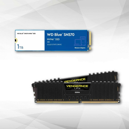 Western Digital - Disque SSD NVMe™ WD Blue SN570 1 To + Vengeance LPX - 2 x 16 Go - DDR4 3200 MHz - Noir Western Digital  - Stockage Composants