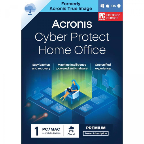 Antivirus Acronis Cyber Protect Home Office Premium - 1 To - Licence 1 an - 3 PC/Mac + nombre illimité de terminaux mobiles - A télécharger