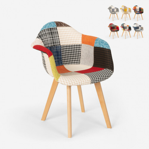 Ahd Amazing Home Design - Chaise et fauteuil de cuisine et salon patchwork design nordique Herion, Couleur: Patchwork 7 Ahd Amazing Home Design  - Chaises