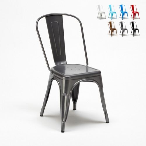 Chaises Ahd Amazing Home Design Lot de 20 chaises industrielles style Tolix métal pour cuisine et bar Steel One | Gris