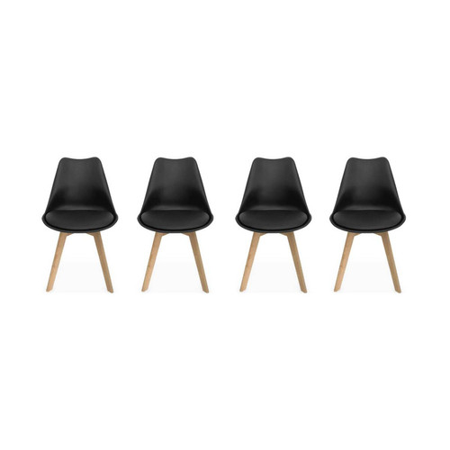 Chaises sweeek 4 chaises scandinaves, noirs pieds bois de hêtre  | sweeek