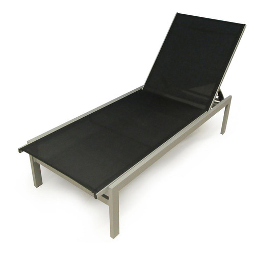 Transats, chaises longues Alter Chaise longue en aluminium et textilène, couleur noire, Dimensions 69 x 37 x 194 cm