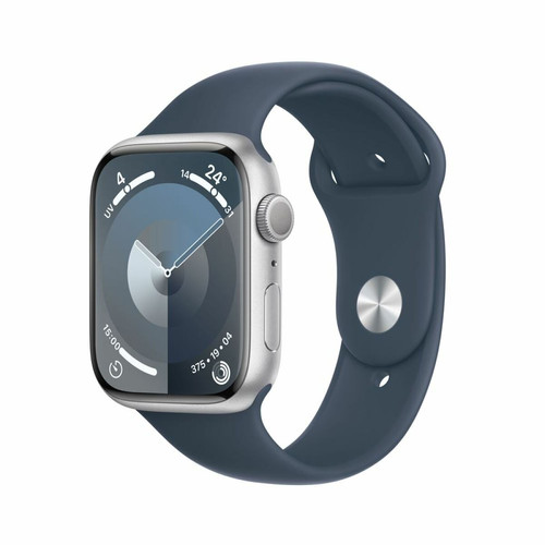 Apple - Apple Watch Series 9 GPS 45 mm Boîtier en aluminium argenté avec bracelet sport Bleu tempête M/L Apple - French Days Apple