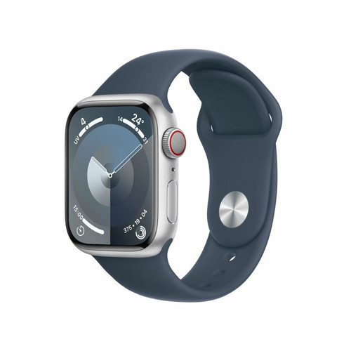 Apple - Apple Watch Series 9 GPS 41 mm Boîtier en aluminium argenté avec bracelet sport Bleu tempête S/M Apple - Apple Watch Gps