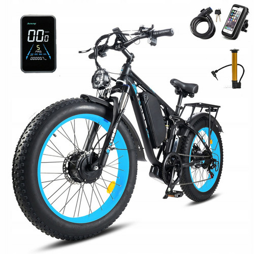 Autrement - Vélo électrique 24" - BENXI Seeker 24 - Tout suspendu - Moteur 1000 W × 2 - Batterie 52V 23AH - Autonomie max 120KM - Bleu Autrement  - Vélo électrique