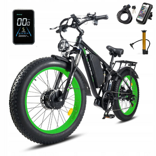 Autrement - BENXI Seeker 24 - Vélo électrique 24" - Tout suspendu - Moteur 1000 W × 2 - Batterie 52V 23AH - Autonomie max 120KM - Vert Autrement - Vélos électriques Vélo électrique