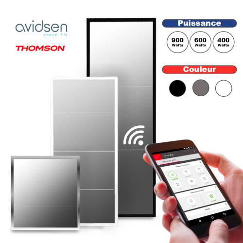 Avidsen - Radiateur Electrique Panneau rayonnant Miroir Chauffage Thermostat connecté et Wifi Avidsen - Chauffage connecté