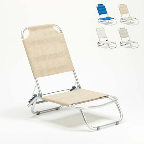 Transats, chaises longues Beach And Garden Design Chaise transat de plage pliante piscine aluminium Tropical, Couleur: Beige