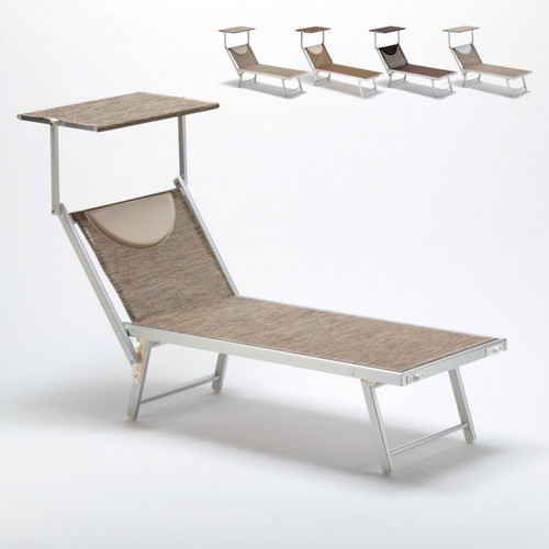 Transats, chaises longues Beach And Garden Design Bain de soleil transat piscine lit de plage aluminium Santorini Limited Edition | Nature - Gris Santorini