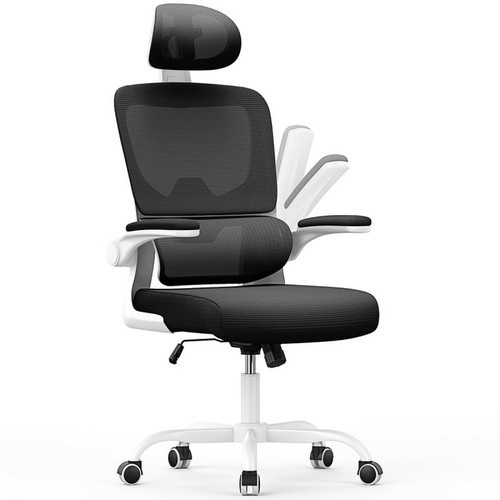 BIGZZIA - Chaise de Bureau Ergonomique - Fauteuil avec accoudoir rabattable à 90° - Support Lombaire Adaptatif - Réglable en hauteur BIGZZIA  - Bureaux