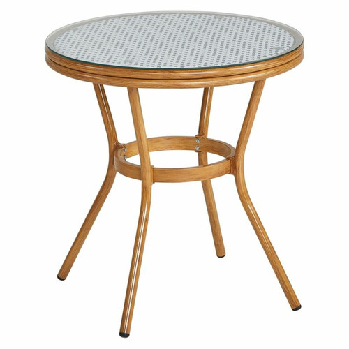 Tables de jardin But Table ronde jardin FLORA imitation bois et verre