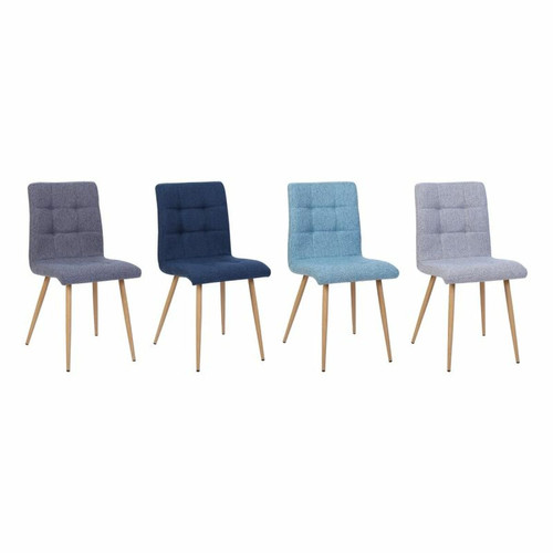 But - Lot de 4 chaises POKE Tissu simili lin bleu et gris But  - Chaises