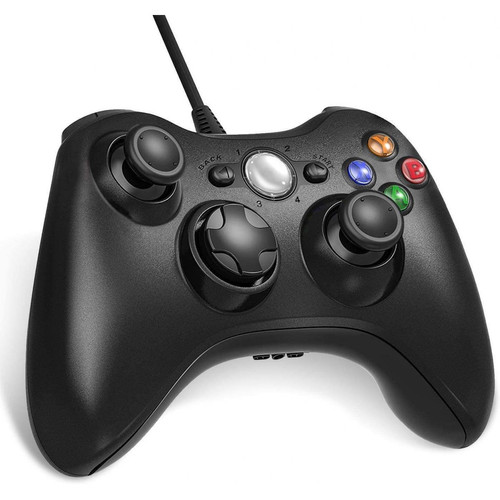 Chrono - Manette Xbox 360 - Manette Xbox PC Joystick pour Xbox 360 et Windows 7/8/10 Connection USB - Design Ergonomique - Double Vibration - Id¨¦al pour vos sessions de jeux sur Xbox et PC（noir） Chrono  - Manette Jeux Vidéo
