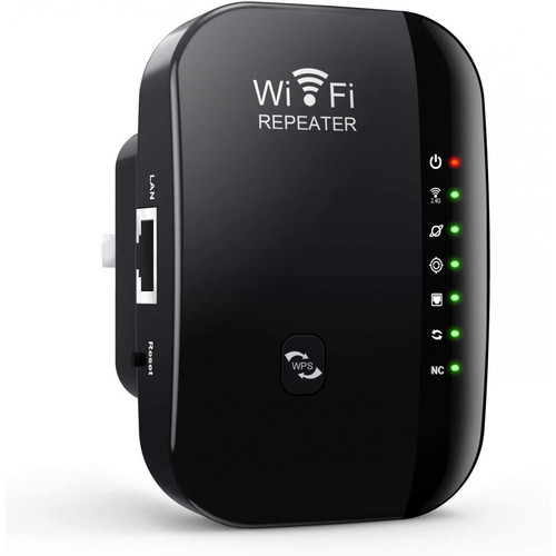 Adaptateur Transmetteur et Antenne WiFi Chrono Répéteur WiFi 300Mbps 2.4GHz Amplificateur WiFi Booster Extender Mode Repeater/Routeurs/AP Interface LAN Protection WPS Fonction-Noir