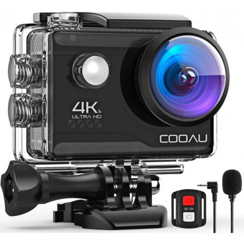 Caméra d'action Cooau Caméra Cooau 4K, la caméra d'action avec micro externe