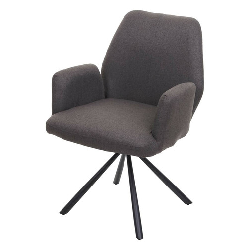 Chaises Decoshop26 Chaise de salle à manger fauteuil de bureau en tissu gris-brun en acier design pivotant rétro et moderne 04_0002276