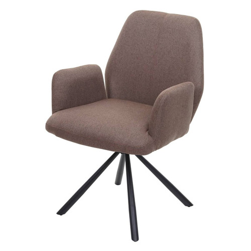 Chaises Decoshop26 Chaise de salle à manger fauteuil de bureau en tissu marron en acier design pivotant rétro et moderne 04_0002275