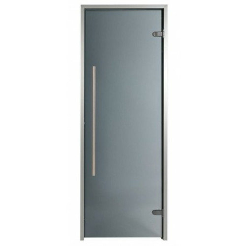 Hammam  Desineo Porte pour Hammam premium 80 x 190 cm poignée verticale teinté gris