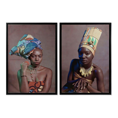 Tableaux, peintures DKD Home Decor Cadre DKD Home Decor African Art Colonial Africaine (65 x 3,5 x 90 cm) (2 Unités)