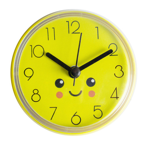 Réveil Elixir Élégant et simple mini ventouse horloge murale salle de bain anti-buée étanche horloge cuisine horloge petit visage jaune