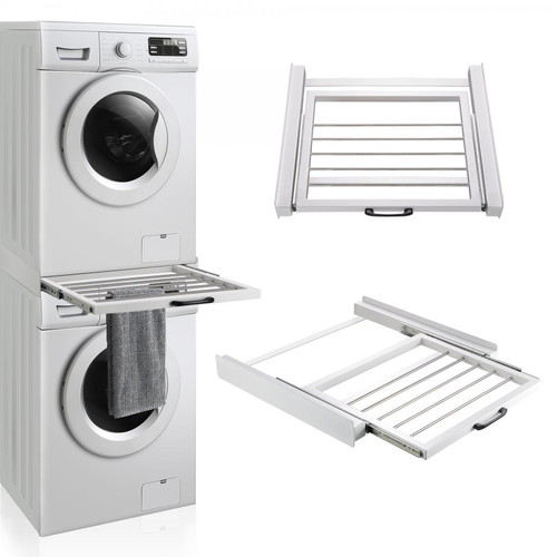 En.Casa - Kit de Superposition pour Lave-Linge Sèche-Linge Standard 60 cm avec Porte-Serviettes Blanc [en.casa] En.Casa  - Salle de bain, toilettes