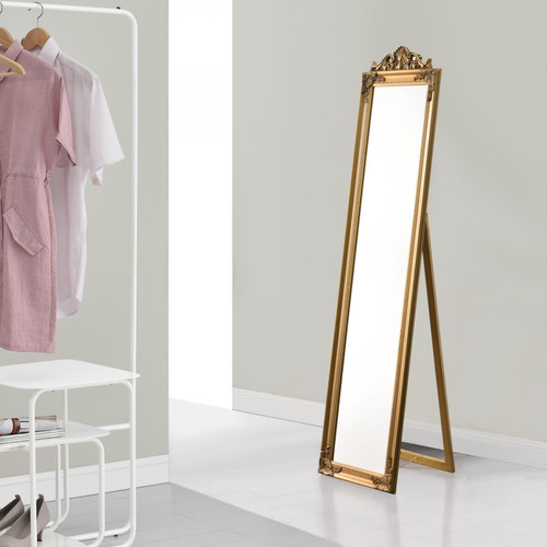 Miroirs En.Casa Miroir sur Pied Arezzo Inclinable 160 x 40 cm Doré [en.casa]