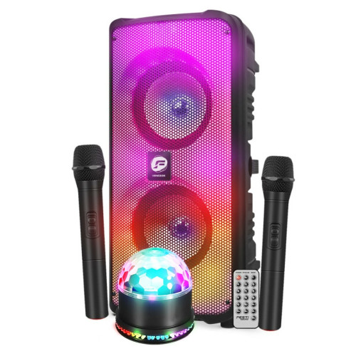Festinight - Enceinte Karaoké 300W - Autonome - 2 Microphones pour chanter danser, lecteur USB/Bluetooth/AUX/SD - lumière LED SONO DJ, Fêtes Festinight  - Pack Enceintes Home Cinéma