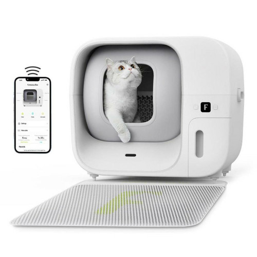 Litière pour chat Furbulous Furbulous Bac à litière automatique pour chat, avec contrôle par application, 60 L - Blanc