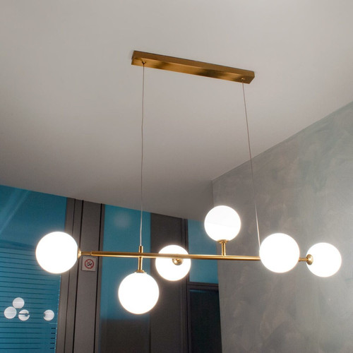 Suspensions, lustres Generic Lustre moderne suspension en bronze doré 6 lampes G9 douille globe éclairage salon cuisine restaurant salon 230V