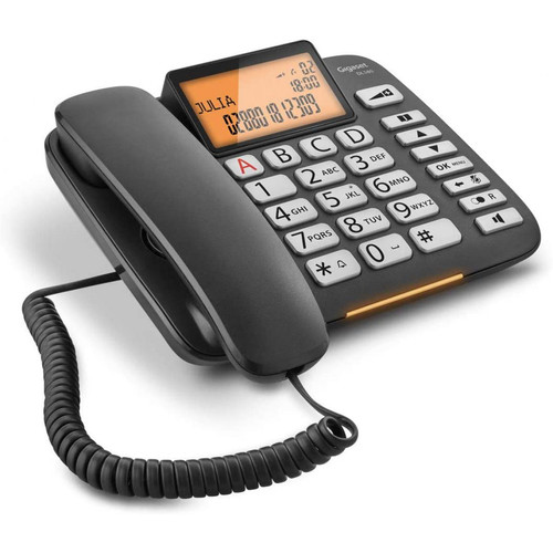 Gigaset - téléphone fixe Filaire avec Fonction Mains-Libres, Larges Touches, Signal d'appel Lumineux noir Gigaset - Téléphone fixe Pack reprise