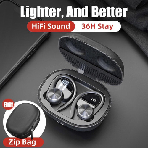 Ecouteurs intra-auriculaires GUPBOO Bluetooth 5.0 Sports Active Noise Cancelling TWS Headphones Casque sans fil étanche avec affichage LED