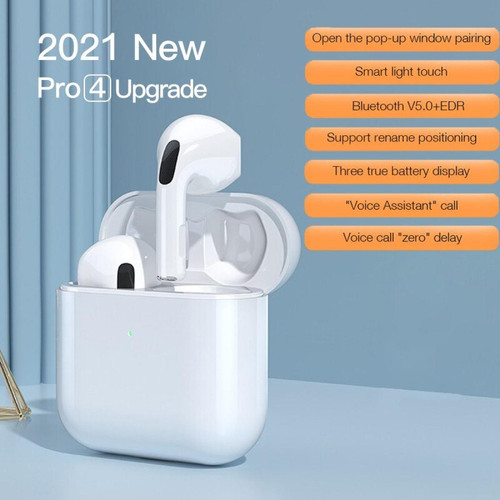 Ecouteurs intra-auriculaires GUPBOO Mini Pods Air Pro 4 Écouteurs intra-auriculaires Casque Bluetooth TWS Casque sans fil Écouteurs sport étanches Casque antibruit