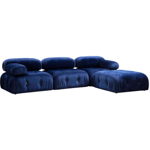 Hanah Home - Canapé d'angle en tissu Bubble velours bleu. Hanah Home - Hanah Home