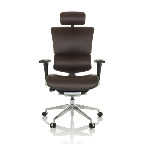 Hjh Office - Chaise de bureau / fauteuil de direction ERGO-U2 L assise cuir / dossier cuir marron foncé hjh OFFICE Hjh Office  - Chaise de bureau Chaises