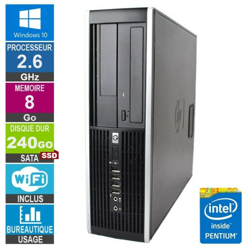 PC Fixe Hp HP Elite 8300 SFF G620 2.60GHz 8Go/240Go SSD Wifi W10