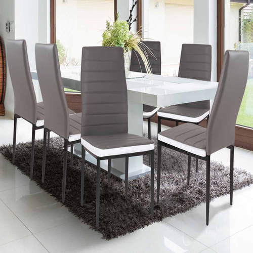 Idmarket - Lot de 6 chaises ROMANE grises bandeau blanc pour salle à manger Idmarket  - Chaises