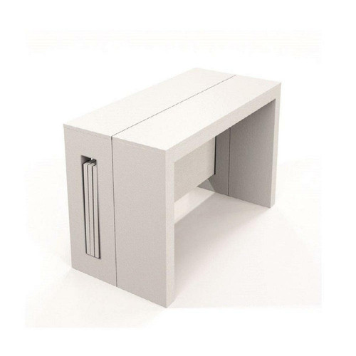 Consoles Inside 75 Table console extensible 10 couverts TOPAZ 120 cm chêne blanc avec allonges intégrées