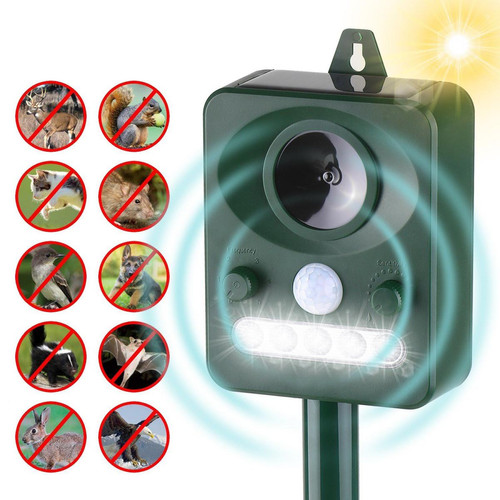 Justgreenbox - Animal d'extérieur répulsif à ultrasons solaire avec capteur de mouvement sonore et lumière clignotante - T6112211957289 Justgreenbox  - Jardinerie