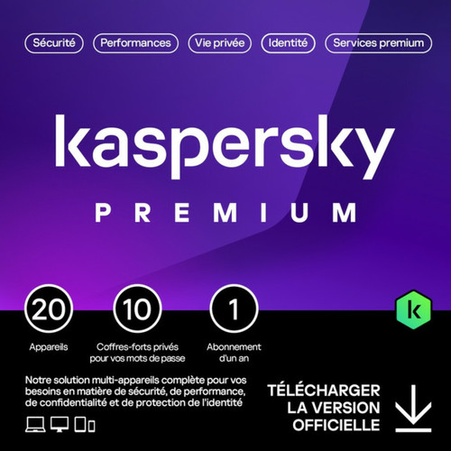 Antivirus Kaspersky Kaspersky Premium - Licence 1 an - 20 appareils - A télécharger