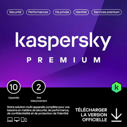 Kaspersky - Kaspersky Premium - Licence 2 ans - 10 appareils - A télécharger Kaspersky - Antivirus et Sécurité Kaspersky