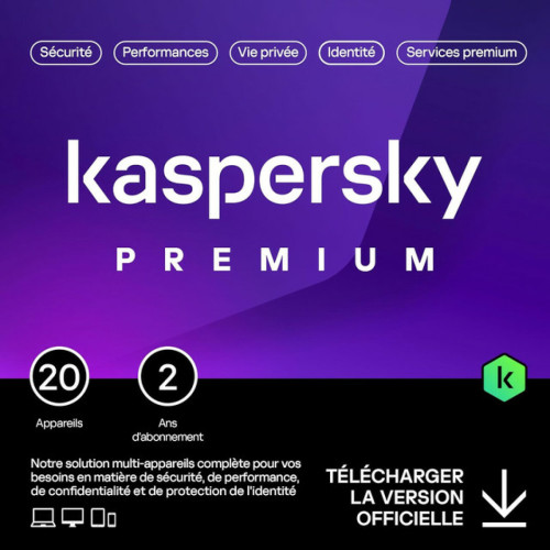 Kaspersky - Kaspersky Premium - Licence 2 ans - 20 appareils - A télécharger Kaspersky - Antivirus et Sécurité Kaspersky