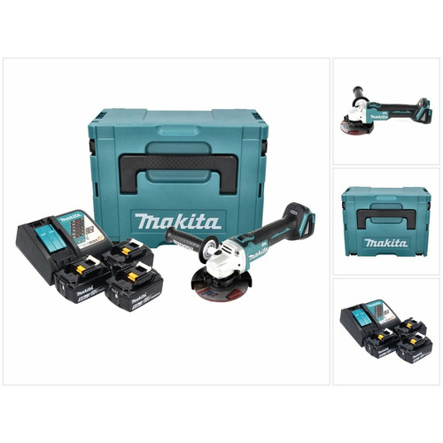 Meuleuses Makita Makita DGA 504 RT3J Meuleuse d'angle sans fil 125mm Brushless 18V + 3x Batteries 5,0Ah + Chargeur + Coffret Makpac