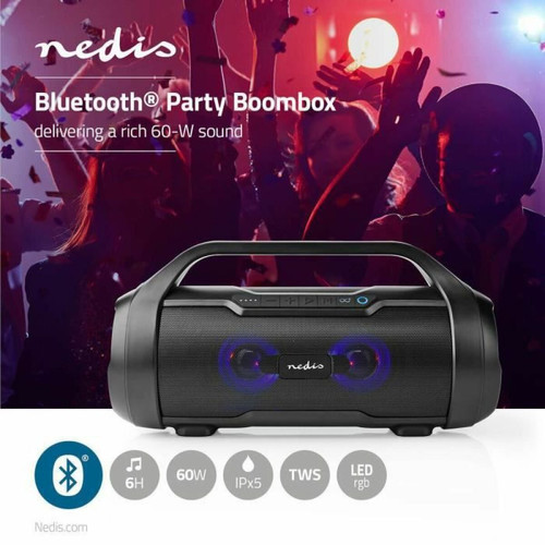 Enceinte nomade marque generique Enceinte Party Boombox Bluetooth Jusqu'à 6 heures 2.0 60 W Lecture multimédia: Micro SD / Onde sinusoïdale pure / USB IPX5 TWS