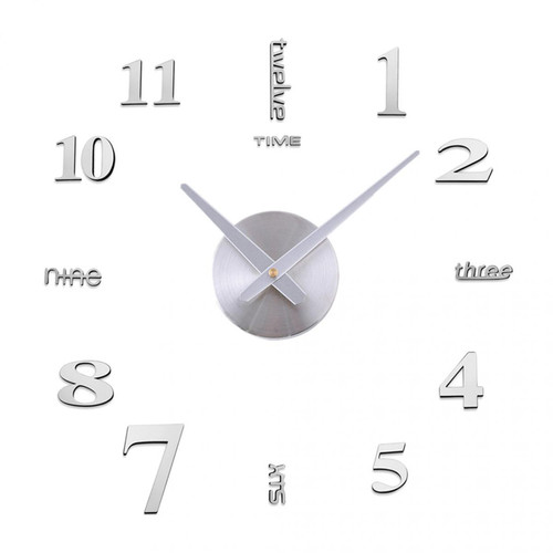 Horloges, pendules marque generique Autocollant 3D Minimaliste Horloge Murale Chambre Restaurant Salle De Bains Décor Artisanat Noir 2